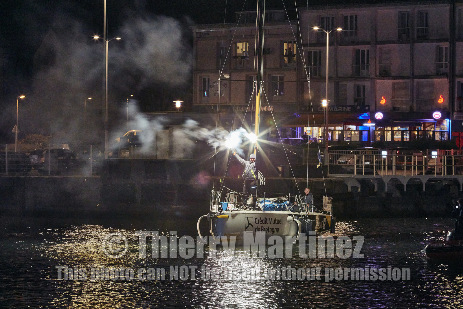 22_35083   © Thierry Martinez.ST NAZAIRE, FRANCE.07 Sept 2022.53éme édition de la Solitaire du Figaro.Arrivée de la 3éme étape , Royan    St Nazaire.Tom Laperche (Région Bretagne-CMB Performance) vainqueur de l’étape et de l’édition de la Solitaire du Figaro 2022.