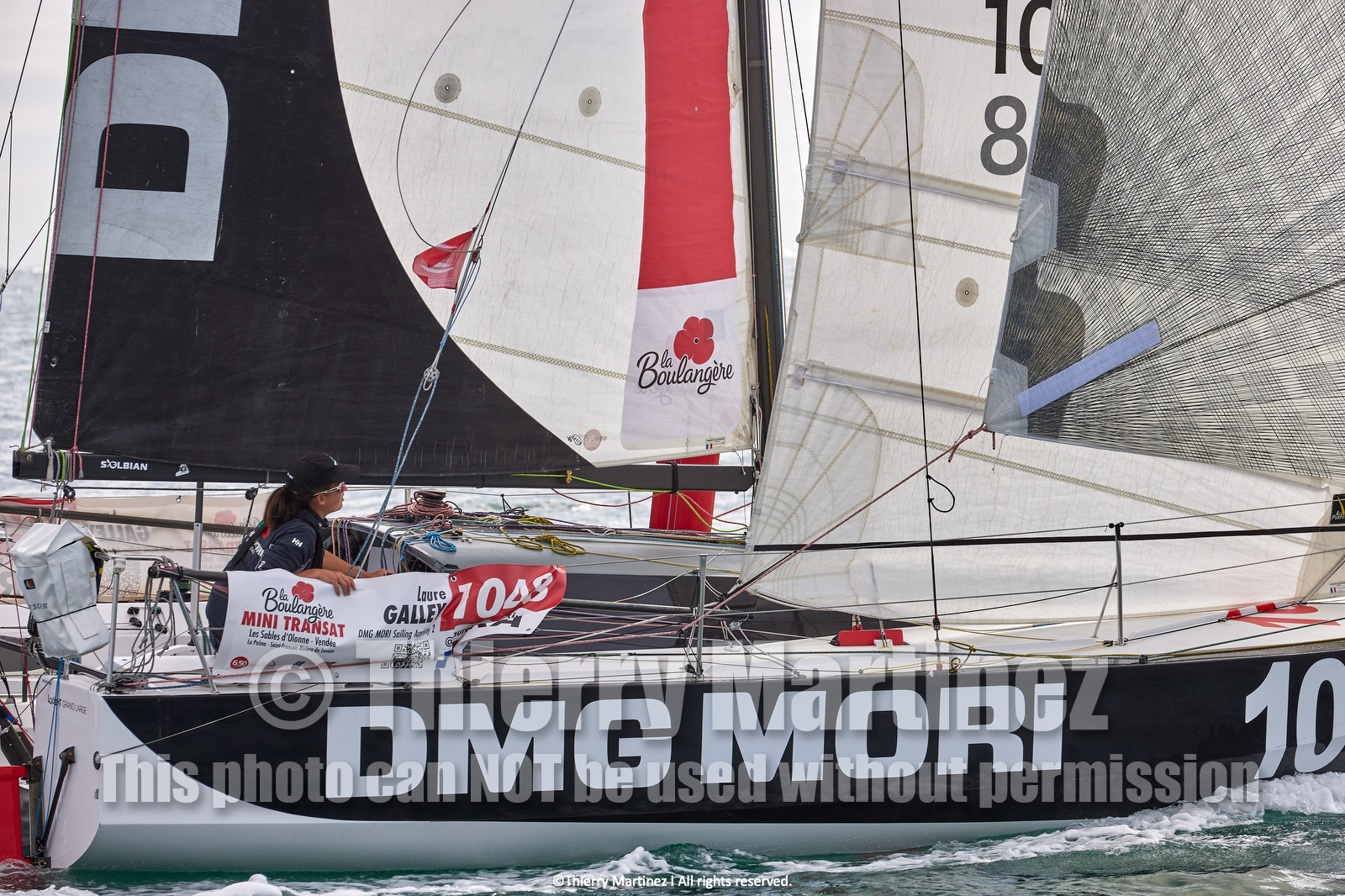23_22084   © Thierry Martinez. LES SABLES D'OLONNE, 85 - FRANCE 25 septembre 2023.Départ MINI TRANSAT 2023. Départ du Dimanche 24 septembre retardé au Lundi 25 Sept .Les Sables d’Olonne (FRA)    Santa Cruz de la Palma ( Canaries)    St François ( Guadeloupe): 4050 NM.