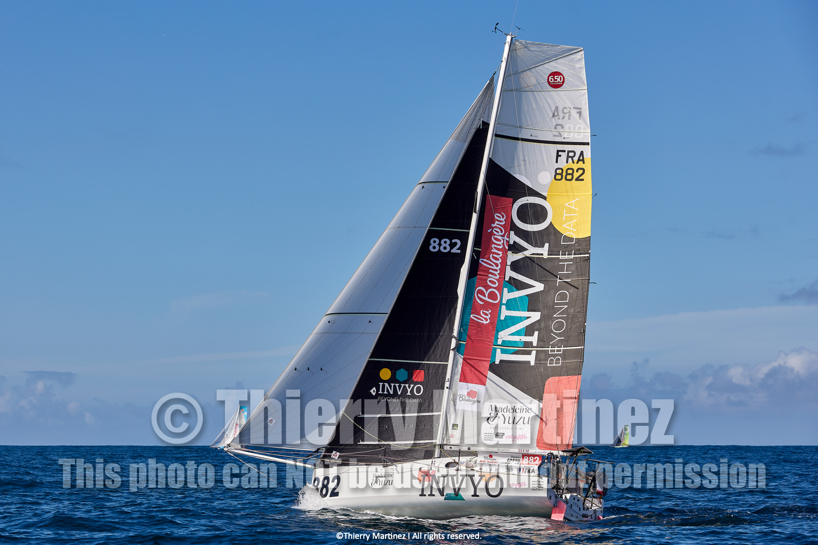 23_22321   © Thierry Martinez. LES SABLES D'OLONNE, 85 - FRANCE 25 septembre 2023.Départ MINI TRANSAT 2023. Départ du Dimanche 24 septembre retardé au Lundi 25 Sept .Les Sables d’Olonne (FRA)    Santa Cruz de la Palma ( Canaries)    St François ( Guadeloupe): 4050 NM.