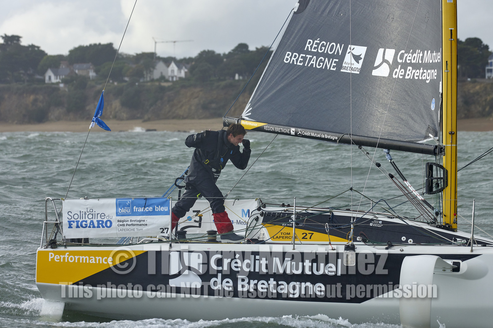 22_34955   © Thierry Martinez.ST NAZAIRE, FRANCE.07 Sept 2022.53éme édition de la Solitaire du Figaro.Arrivée de la 3éme étape , Ronan    St Nazaire.Tom Laperche (Région Bretagne-CMB Performance) vainqueur de l’étape et de l’édition de la Solitaire du Figaro 2022.