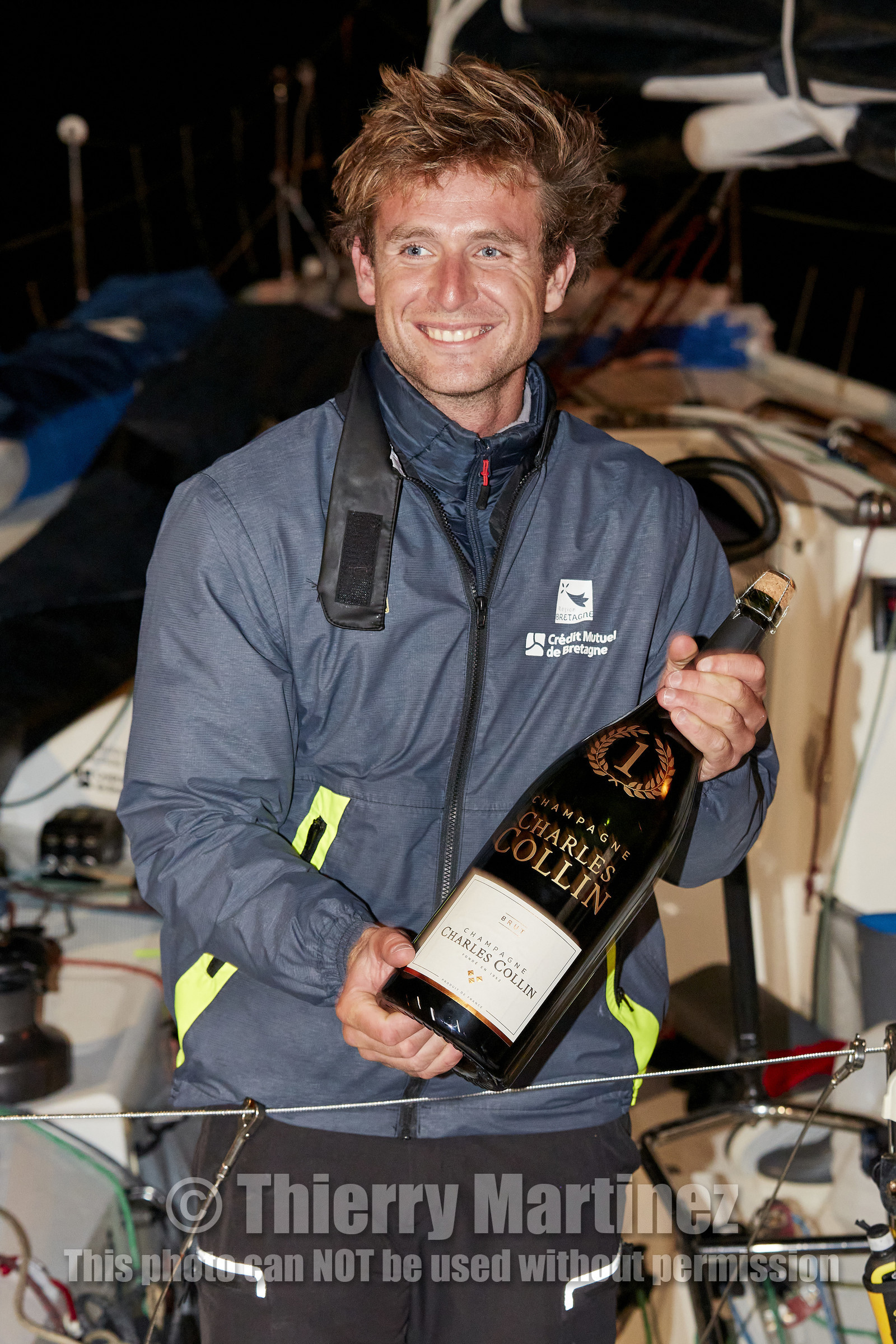 22_35125   © Thierry Martinez.ST NAZAIRE, FRANCE.07 Sept 2022.53éme édition de la Solitaire du Figaro.Arrivée de la 3éme étape , Royan    St Nazaire.Tom Laperche (Région Bretagne-CMB Performance) vainqueur de l’étape et de l’édition de la Solitaire du Figaro 2022.