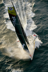 2014 BARCELONA WORLD RACE. Bernard Stamm (SUI) & Jean Le Cam (FRA) on CHEMINEES POUJOULAT