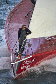 Départ de Jeff Pellet (FRA) sur son bateau COME IN VENDEE POUR UN TOUR DU MONDE;