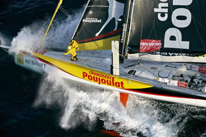 2014 BARCELONA WORLD RACE. Bernard Stamm (SUI) & Jean Le Cam (FRA) on CHEMINEES POUJOULAT