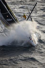 2014 BARCELONA WORLD RACE. Bernard Stamm (SUI) & Jean Le Cam (FRA) on CHEMINEES POUJOULAT