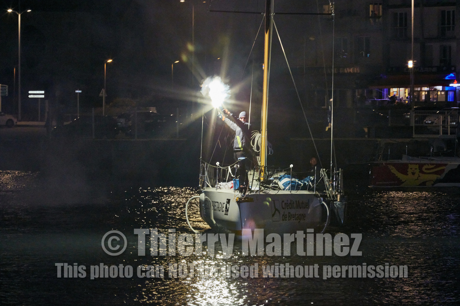 22_35090   © Thierry Martinez.ST NAZAIRE, FRANCE.07 Sept 2022.53éme édition de la Solitaire du Figaro.Arrivée de la 3éme étape , Royan    St Nazaire.Tom Laperche (Région Bretagne-CMB Performance) vainqueur de l’étape et de l’édition de la Solitaire du Figaro 2022.