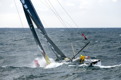 2014 BARCELONA WORLD RACE. Bernard Stamm (SUI) & Jean Le Cam (FRA) on CHEMINEES POUJOULAT