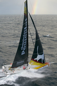 2014 BARCELONA WORLD RACE. Bernard Stamm (SUI) & Jean Le Cam (FRA) on CHEMINEES POUJOULAT