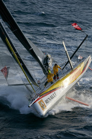 2014 BARCELONA WORLD RACE. Bernard Stamm (SUI) & Jean Le Cam (FRA) on CHEMINEES POUJOULAT