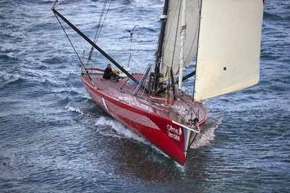 Départ de Jeff Pellet (FRA) sur son bateau COME IN VENDEE POUR UN TOUR DU MONDE;