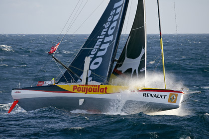 2014 BARCELONA WORLD RACE. Bernard Stamm (SUI) & Jean Le Cam (FRA) on CHEMINEES POUJOULAT