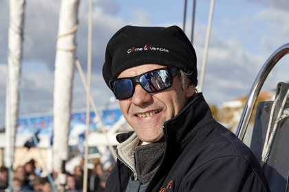 Départ de Jeff Pellet (FRA) sur son bateau COME IN VENDEE POUR UN TOUR DU MONDE;