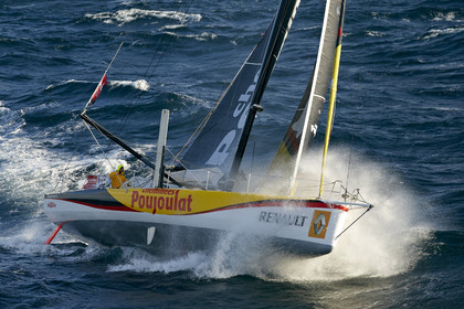 2014 BARCELONA WORLD RACE. Bernard Stamm (SUI) & Jean Le Cam (FRA) on CHEMINEES POUJOULAT