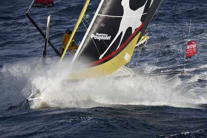 2014 BARCELONA WORLD RACE. Bernard Stamm (SUI) & Jean Le Cam (FRA) on CHEMINEES POUJOULAT