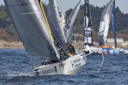 22_33384   © Thierry Martinez.PORT LA FORET, FRANCE. 28 Aout  2022.53éme édition de la Solitaire du Figaro.Départ de la 2éme étape , Port La Forêt   Royan (635NM).