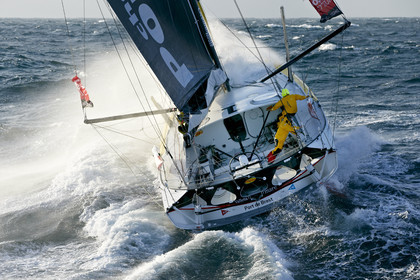 2014 BARCELONA WORLD RACE. Bernard Stamm (SUI) & Jean Le Cam (FRA) on CHEMINEES POUJOULAT