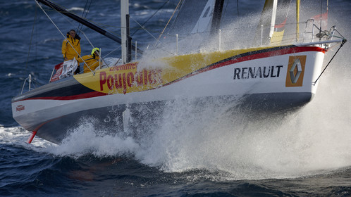 2014 BARCELONA WORLD RACE. Bernard Stamm (SUI) & Jean Le Cam (FRA) on CHEMINEES POUJOULAT