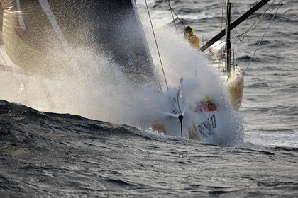 2014 BARCELONA WORLD RACE. Bernard Stamm (SUI) & Jean Le Cam (FRA) on CHEMINEES POUJOULAT