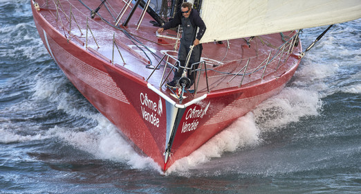 Départ de Jeff Pellet (FRA) sur son bateau COME IN VENDEE POUR UN TOUR DU MONDE;
