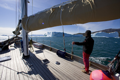 Schooner LA LOUISE sailing on west coast of Greenland.