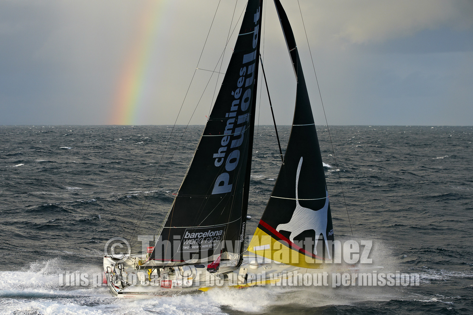 2014 BARCELONA WORLD RACE. Bernard Stamm (SUI) & Jean Le Cam (FRA) on CHEMINEES POUJOULAT