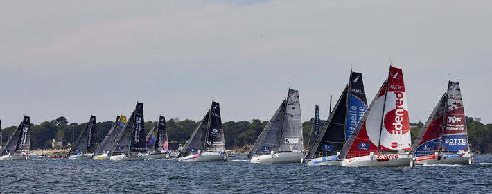 22_32786   © Thierry Martinez.PORT LA FORET, FRANCE. 28 Aout  2022.53éme édition de la Solitaire du Figaro.Départ de la 2éme étape , Port La Forêt   Royan (635NM).