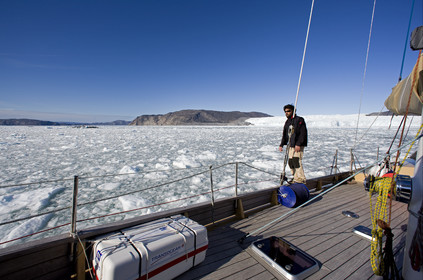 Schooner LA LOUISE sailing on west coast of Greenland.