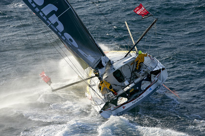 2014 BARCELONA WORLD RACE. Bernard Stamm (SUI) & Jean Le Cam (FRA) on CHEMINEES POUJOULAT
