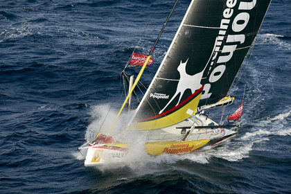 2014 BARCELONA WORLD RACE. Bernard Stamm (SUI) & Jean Le Cam (FRA) on CHEMINEES POUJOULAT