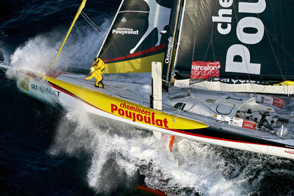 2014 BARCELONA WORLD RACE. Bernard Stamm (SUI) & Jean Le Cam (FRA) on CHEMINEES POUJOULAT