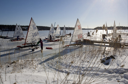 Ice Boats in Stockholm Archipelago - March 2005.