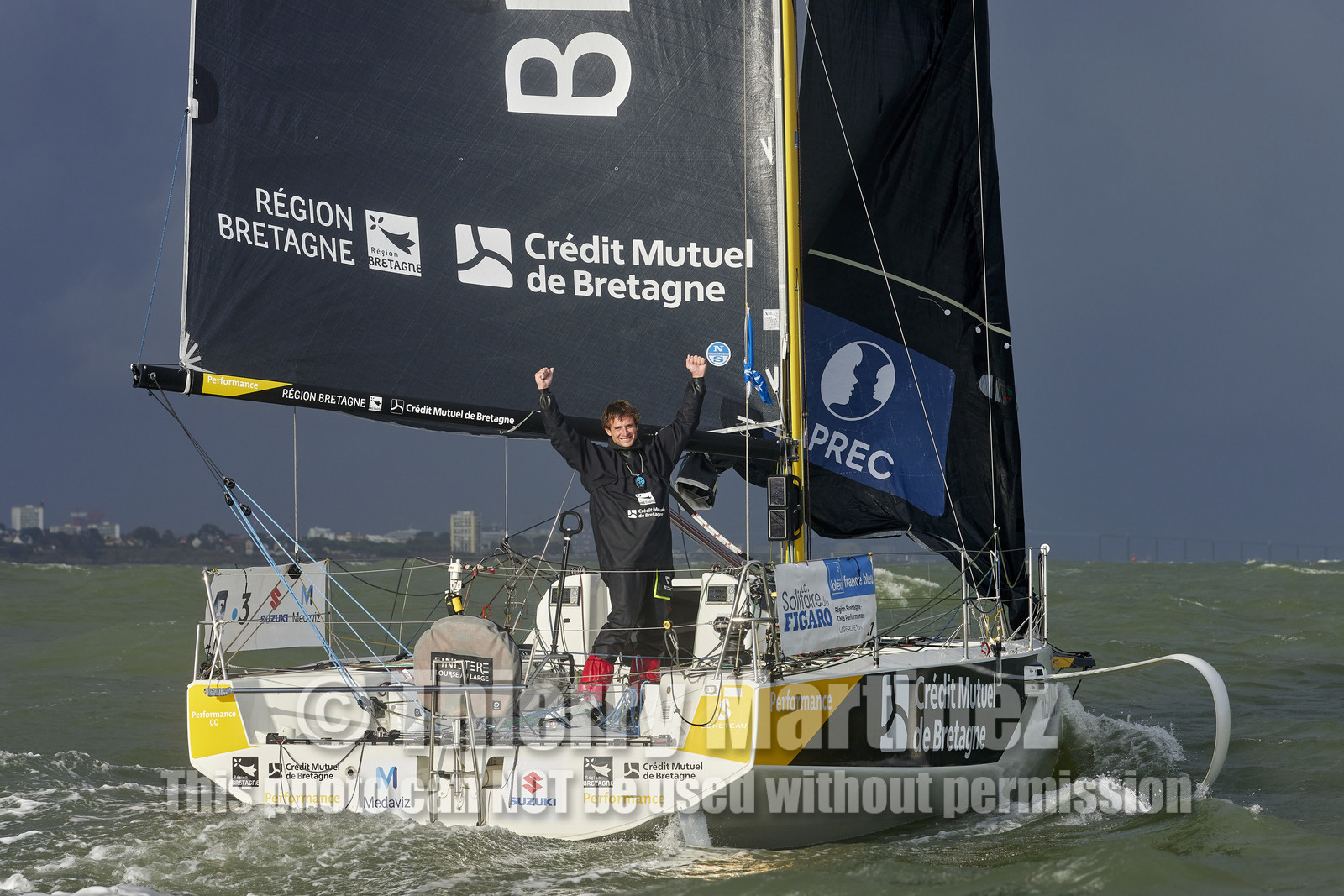 22_35035   © Thierry Martinez.ST NAZAIRE, FRANCE.07 Sept 2022.53éme édition de la Solitaire du Figaro.Arrivée de la 3éme étape , Ronan    St Nazaire.Tom Laperche (Région Bretagne-CMB Performance) vainqueur de l’étape et de l’édition de la Solitaire du Figaro 2022.