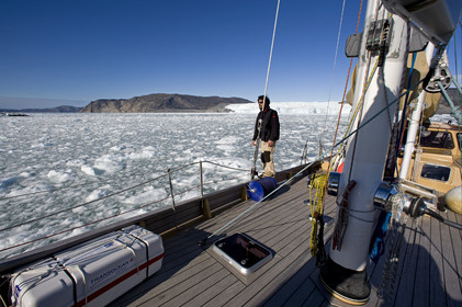 Schooner LA LOUISE sailing on west coast of Greenland.
