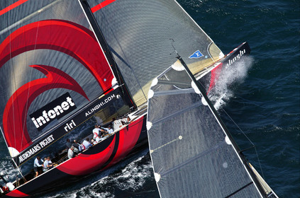 03_0889D © Th.Martinez. Auckland   New Zealand. 15 02 03 America's Cup Day 1.Alinghi (SUI64) vs Team New Zealand (NZL82)