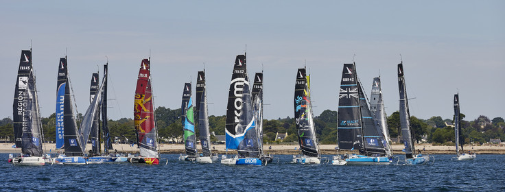 22_32758   © Thierry Martinez.PORT LA FORET, FRANCE. 28 Aout  2022.53éme édition de la Solitaire du Figaro.Départ de la 2éme étape , Port La Forêt   Royan (635NM).