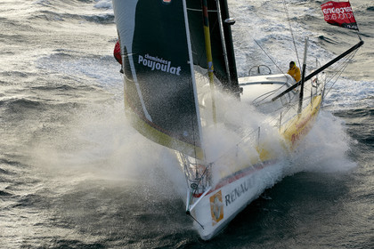 2014 BARCELONA WORLD RACE. Bernard Stamm (SUI) & Jean Le Cam (FRA) on CHEMINEES POUJOULAT