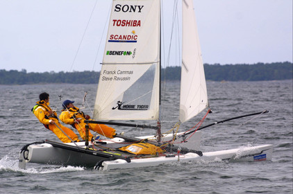 01_0501D-©ThMartinez- Sweden 1st 3rd August 2001. Archipelago Raid (Catamaran Formula 18).Franck Cammas (FRA)& Steve Ravussin (SUI)