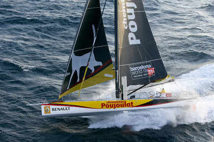 2014 BARCELONA WORLD RACE. Bernard Stamm (SUI) & Jean Le Cam (FRA) on CHEMINEES POUJOULAT