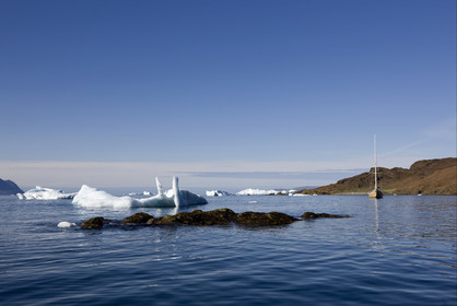 Schooner LA LOUISE sailing on west coast of Greenland.