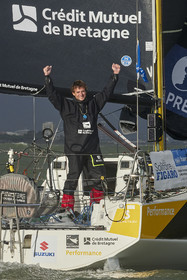 22_35036   © Thierry Martinez.ST NAZAIRE, FRANCE.07 Sept 2022.53éme édition de la Solitaire du Figaro.Arrivée de la 3éme étape , Ronan    St Nazaire.Tom Laperche (Région Bretagne-CMB Performance) vainqueur de l’étape et de l’édition de la Solitaire du Figaro 2022.