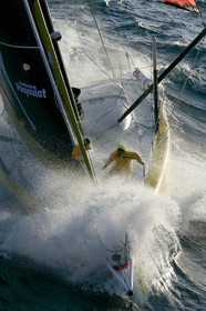 2014 BARCELONA WORLD RACE. Bernard Stamm (SUI) & Jean Le Cam (FRA) on CHEMINEES POUJOULAT