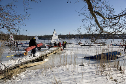 Ice Boats in Stockholm Archipelago - March 2005.