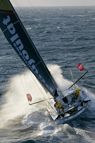 2014 BARCELONA WORLD RACE. Bernard Stamm (SUI) & Jean Le Cam (FRA) on CHEMINEES POUJOULAT