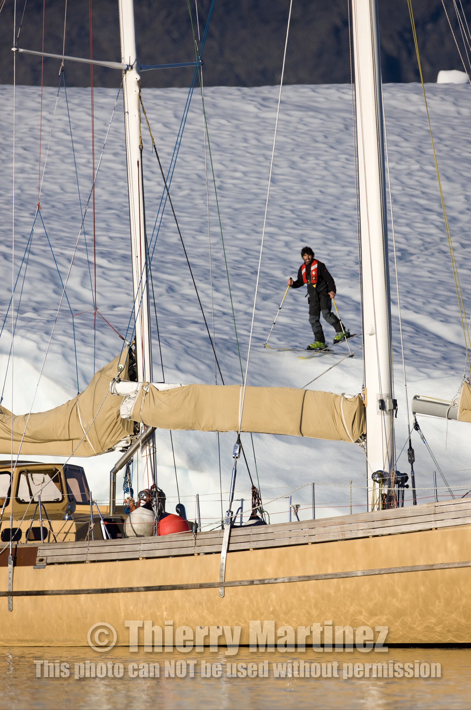 Schooner LA LOUISE sailing on west coast of Greenland.