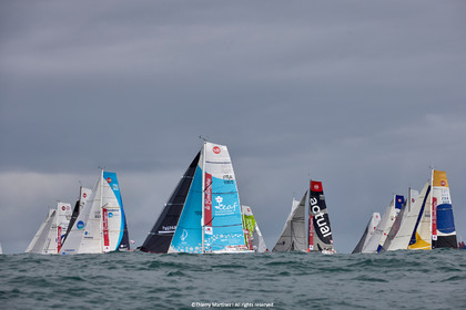 23_21885   © Thierry Martinez. LES SABLES D'OLONNE, 85 - FRANCE 25 septembre 2023.Départ MINI TRANSAT 2023. Départ du Dimanche 24 septembre retardé au Lundi 25 Sept .Les Sables d’Olonne (FRA)    Santa Cruz de la Palma ( Canaries)    St François ( Guadeloupe): 4050 NM.