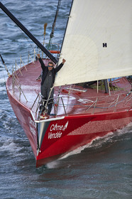 Départ de Jeff Pellet (FRA) sur son bateau COME IN VENDEE POUR UN TOUR DU MONDE;