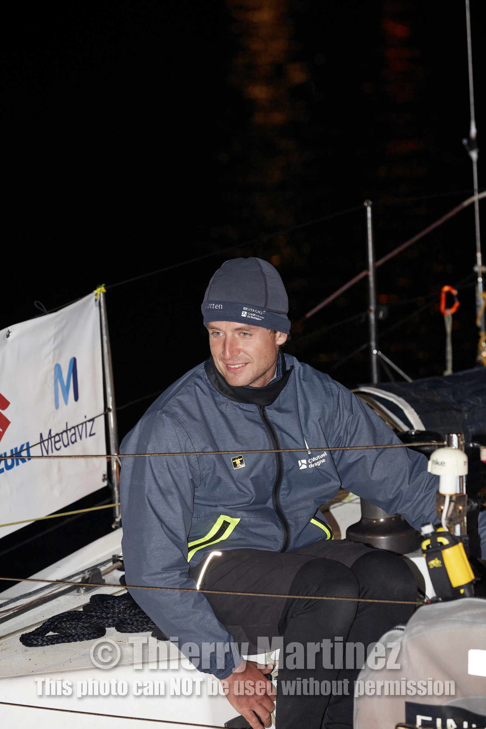22_35104   © Thierry Martinez.ST NAZAIRE, FRANCE.07 Sept 2022.53éme édition de la Solitaire du Figaro.Arrivée de la 3éme étape , Royan    St Nazaire.Tom Laperche (Région Bretagne-CMB Performance) vainqueur de l’étape et de l’édition de la Solitaire du Figaro 2022.